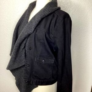 ABERCROMBIE & FITCH SIZE L BLACK JEAN JACKET SCARF‎ TOP SWEATER FALL WINTER GUC